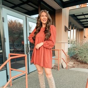 Long sleeve baby doll dress